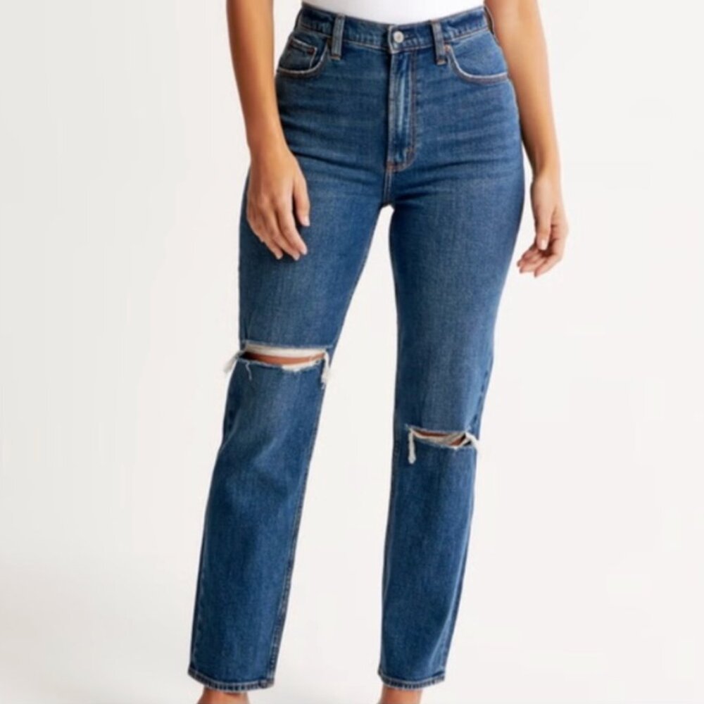 Abercrombie & Fitch Ultra High Rise Ankle Straight Jean (Medium, 31 LONG)